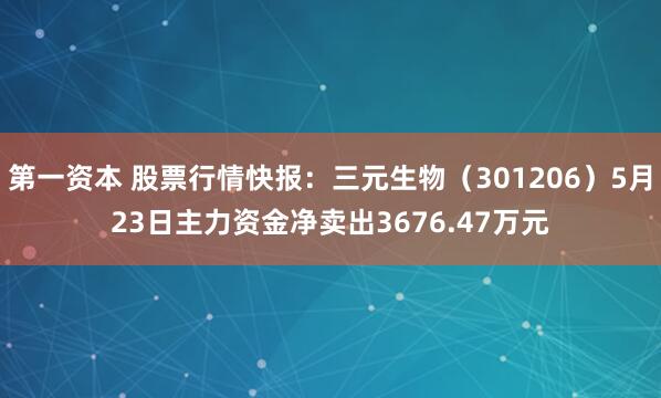 第一资本 股票行情快报：三元生物（301206）5月23日主力资金净卖出3676.47万元